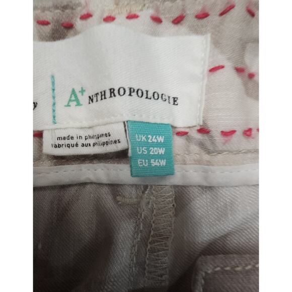 Anthropologie Pants Frannie Women Plus Linen Blend Tapered Camo Pants 20W - Picture 9 of 9